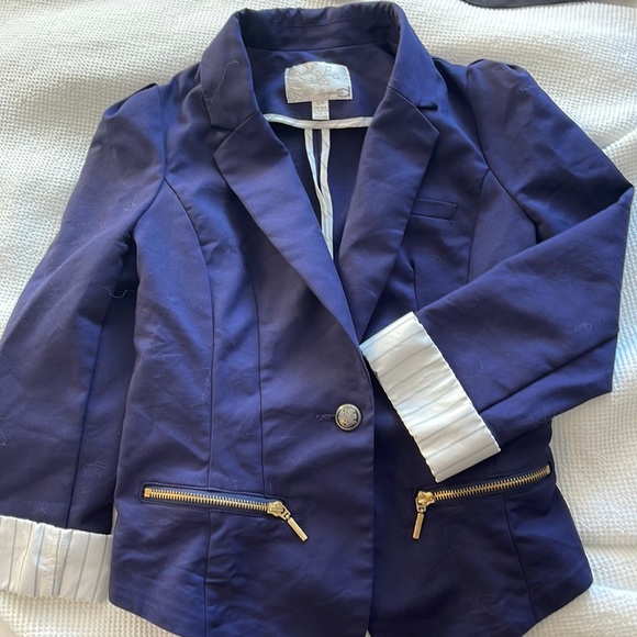 Navy & Gold Fitted Blazer by Dynamite - Picture 1 of 1